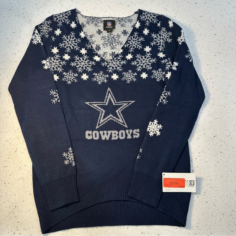 Dallas Cowboys Snowflake V-Neck Sweater | NWT | Women’s Small